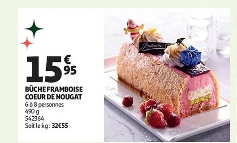 BÛCHE FRAMBOISE COEUR DE NOUGAT