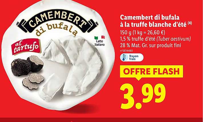 Camembert di bufala à la truffe blanche d'été