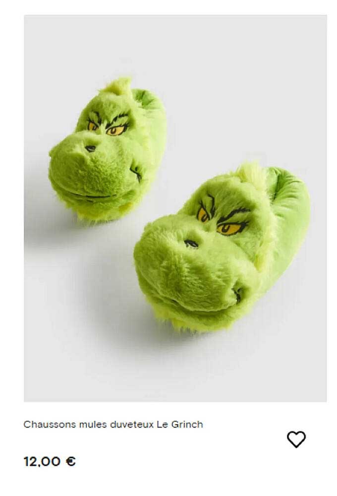 Chaussons mules duvetueux Le Grinch