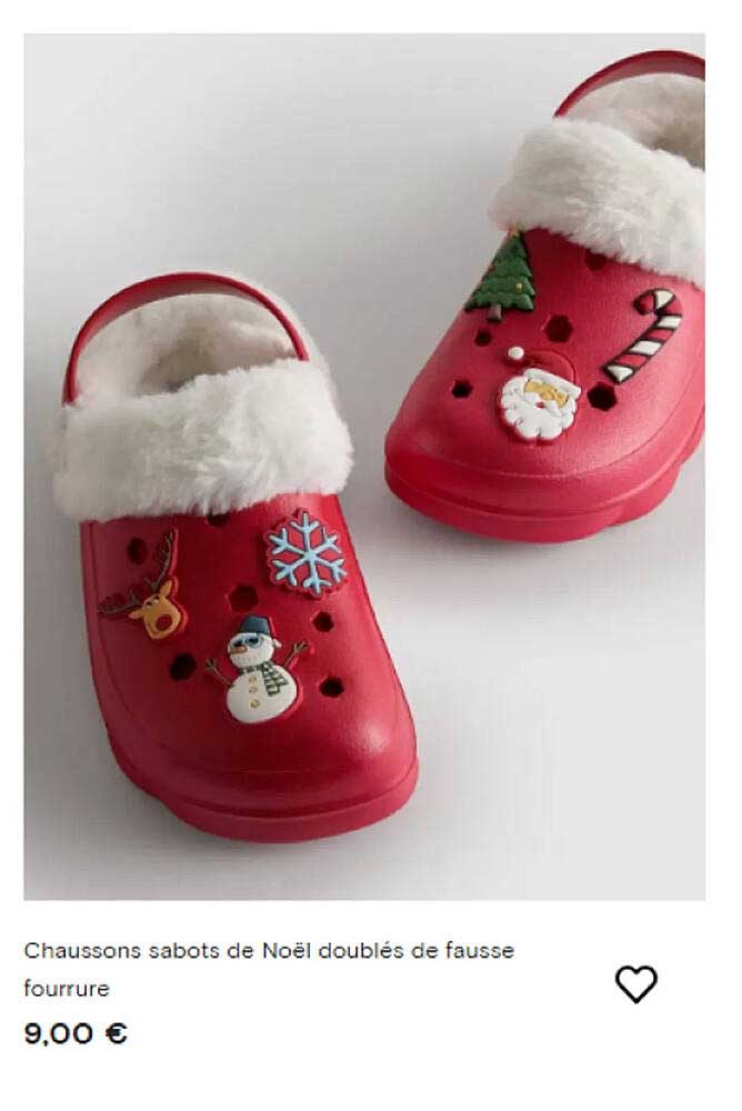 Chaussons sabots de Noël doublés de fausse fourrure