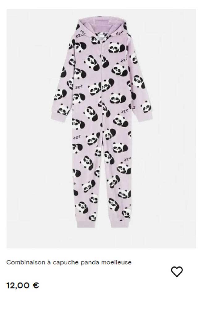 Combinaison à capuche panda moelleuse