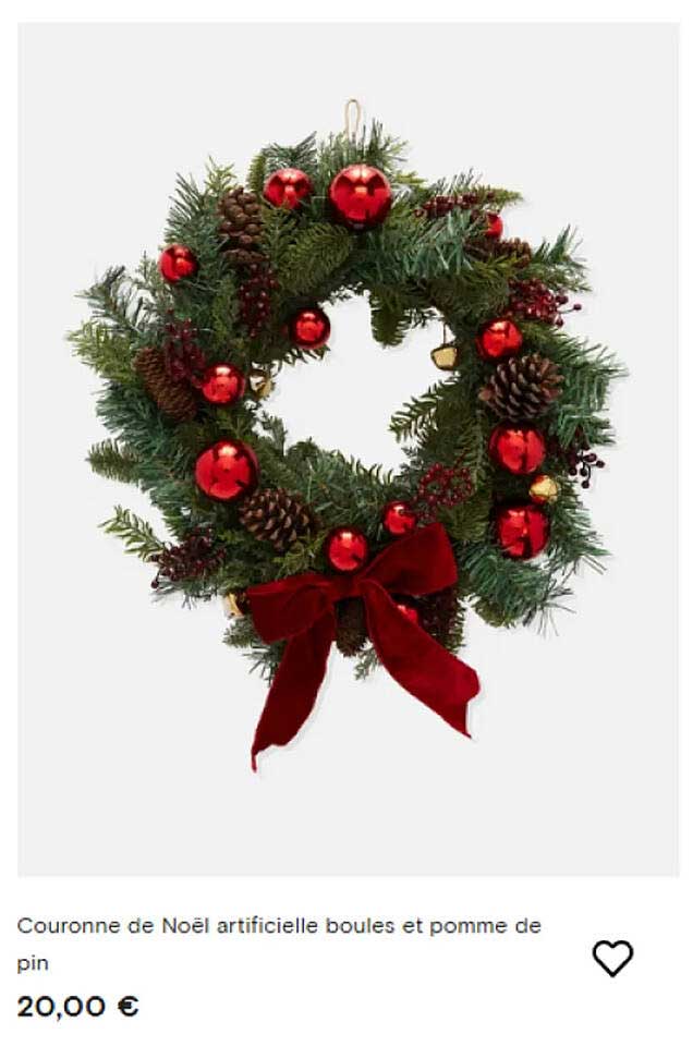 Couronne de Noël artificielle boules et pomme de pin