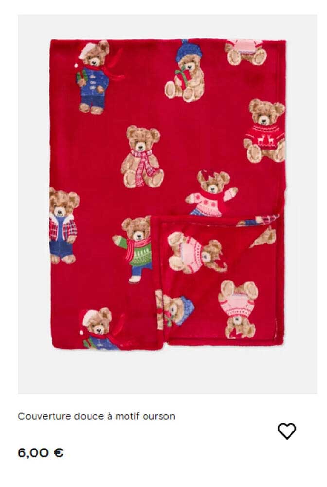 Couverture douce à motif ourson