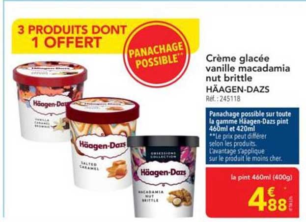 Crème glacée vanille macadamia nut brittle HÄAGEN-DAZS