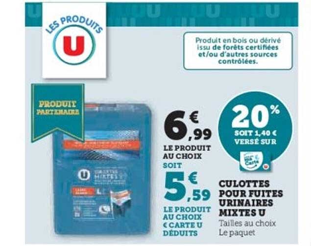 CULOTTES POUR FUITES URINAIRES MIXTES U