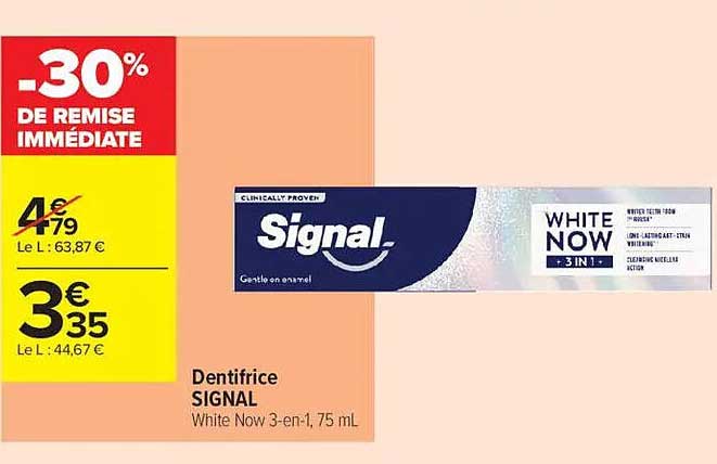 Dentifrice SIGNAL White Now 3-en-1, 75 mL