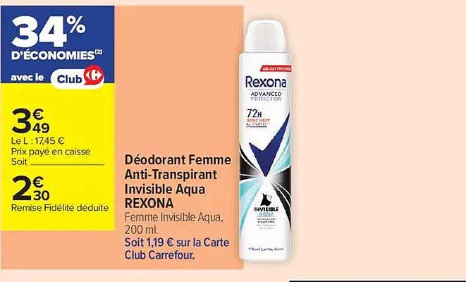 Déodorant Femme Anti-Transpirant Invisible Aqua REXONA