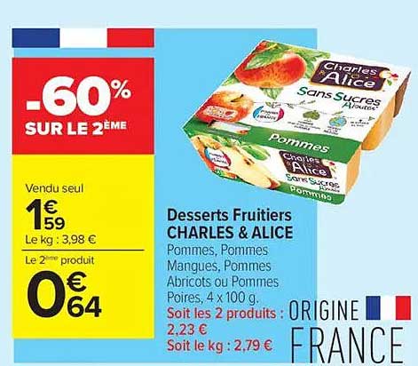 Desserts Fruitiers CHARLES & ALICE