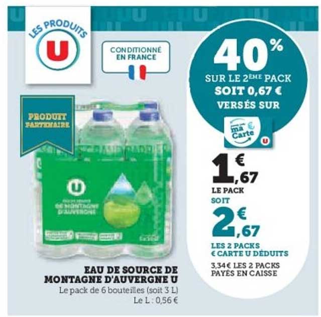Eau de source de montagne d'Auvergne U