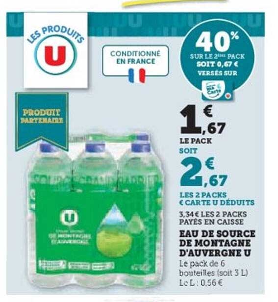 EAU DE SOURCE DE MONTAGNE D'AUVERGNE U
