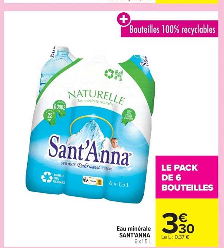 Eau minérale SANT'ANNA 6 x 1,5 L