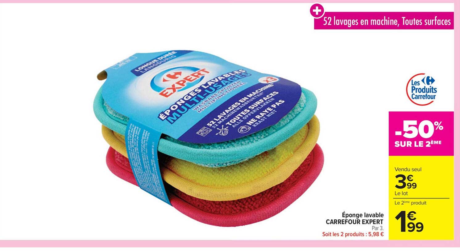 Éponge lavable CARREFOUR EXPERT Par 3.