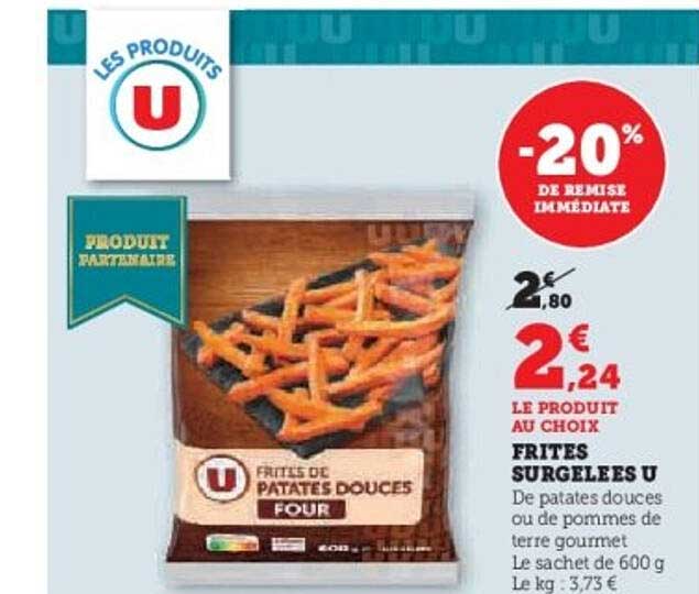 Frites surgelées U de patates douces