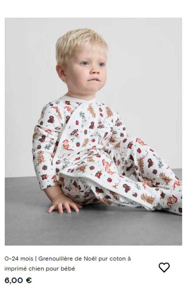 Grenouillère de Noël pour coton à imprimé chien pour bébé