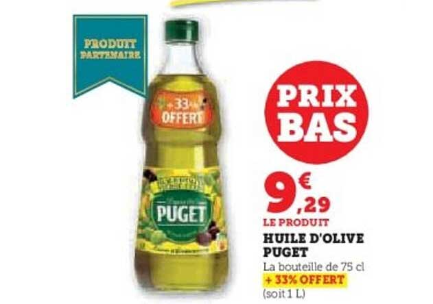Huile d'Olive Puget - La bouteille de 75 cl + 33% OFFERT