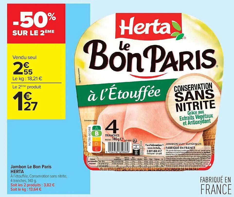Jambon Le Bon Paris à l'Étouffée HERTA