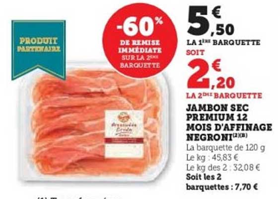 JAMBON SEC PREMIUM 12 MOIS D'AFFINAGE NEGRONI