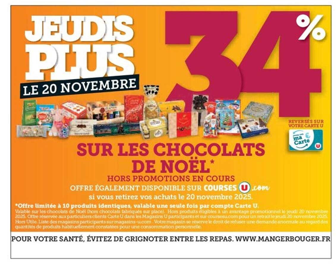 Jeudis Plus - 34% sur les Chocolats de Noël