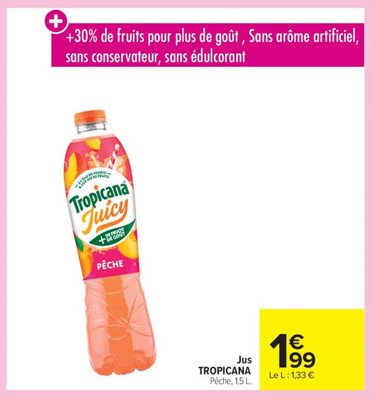 Jus TROPICANA Pêche 1,5 L