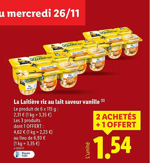 La Laitière riz au lait saveur vanille
