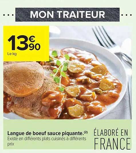 Langue de boeuf sauce piquante