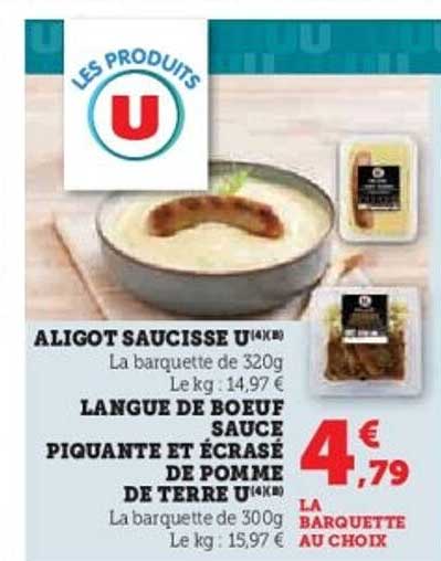 LANGUE DE BOEUF SAUCE PIQUANTE ET ÉCRASÉ DE POMME DE TERRE U