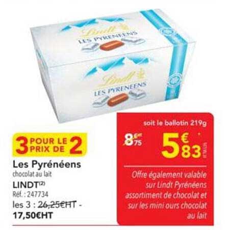 Les Pyrénéens chocolat au lait LINDT