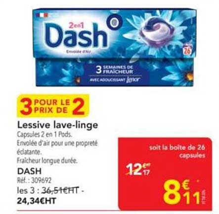 Lessive lave-linge Capsules 2 en 1 Pods