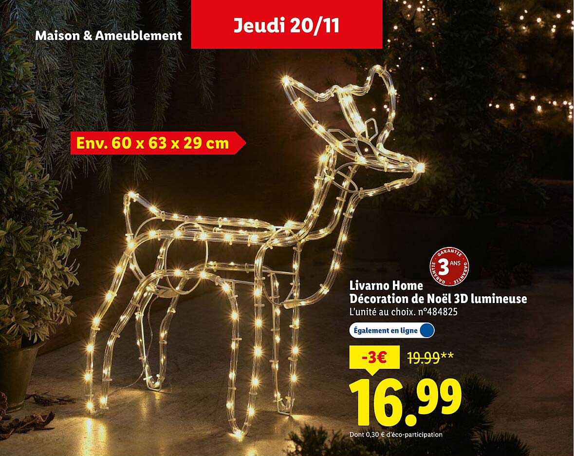 Livarno Home Décoration de Noël 3D lumineuse