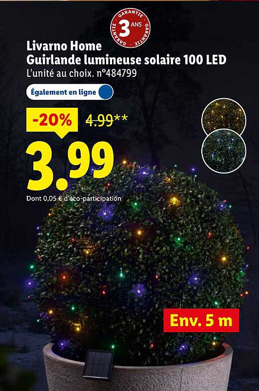 Livarno Home Guirlande lumineuse solaire 100 LED