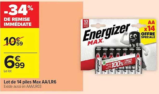 Lot de 14 piles Max AA/LR6