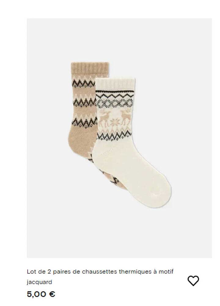Lot de 2 paires de chaussettes thermiques à motif jacquard