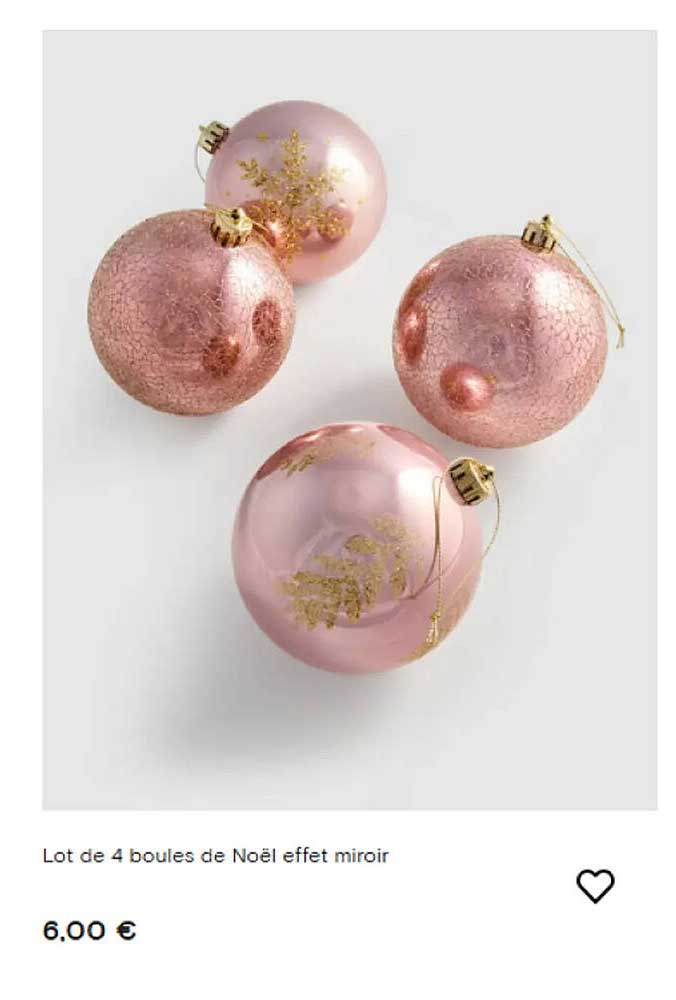 Lot de 4 boules de Noël effet miroir
