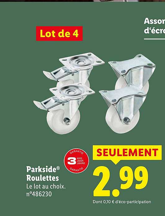 Lot de 4 Roulettes Parkside