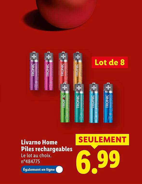 Lot de 8 Piles rechargeables Livarno Home