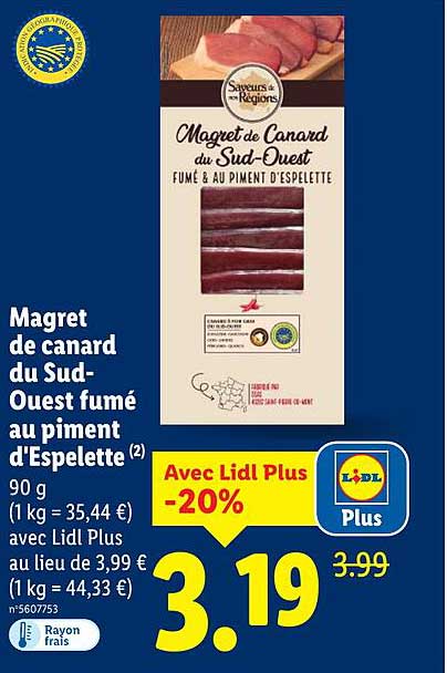 Magret de canard du Sud-Ouest fumé au piment d'Espelette