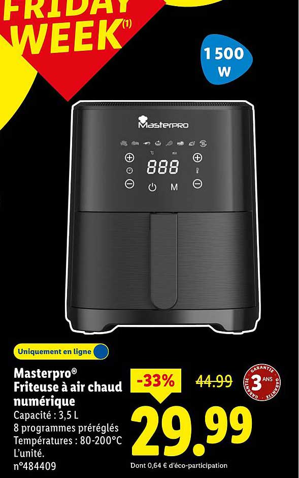 Masterpro® Friteuse à air chaud numérique