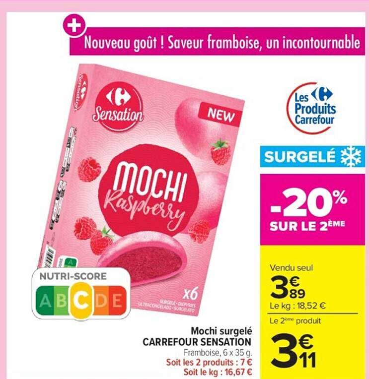 Mochi surgelé CARREFOUR SENSATION Framboise