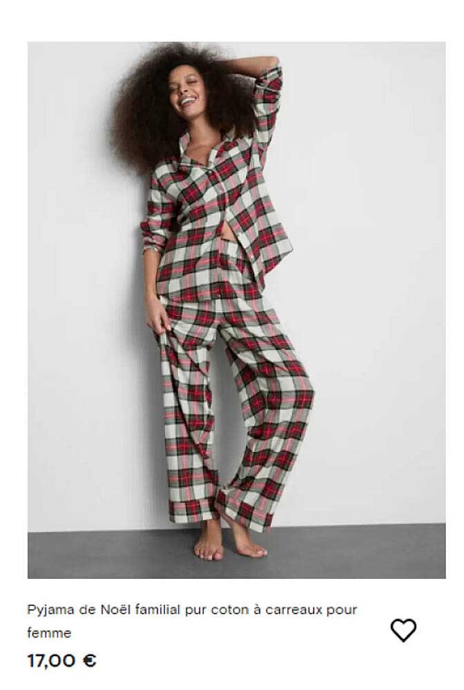 Pyjama de Noël familial pur coton à carreaux pour femme