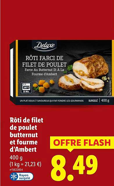 Rôti de filet de poulet butternut et fourme d'Ambert