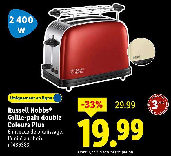 Russell Hobbs® Grille-pain double Colours Plus
