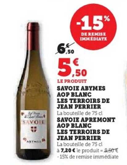 SAVOIE ABYMES AOP BLANC LES TERROIRS DE JEAN PERRIER