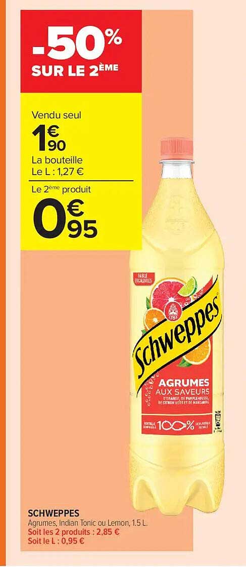 Schweppes Agrumes -50% Sur le 2ème