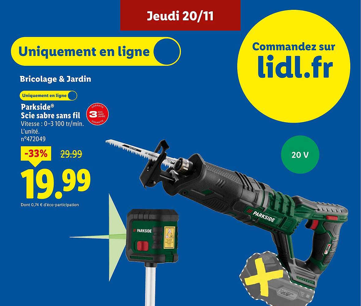 Scie sabre sans fil Parkside