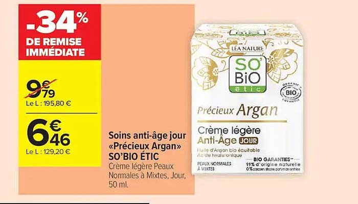 Soins anti-âge jour « Précieux Argan » SO'BIO ÉTIC