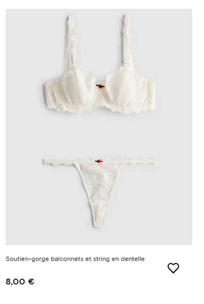 Soutien-gorge balconnets et string en dentelle