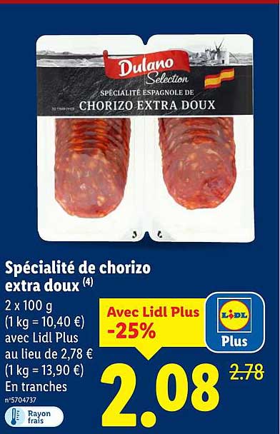 Spécialité de chorizo extra doux