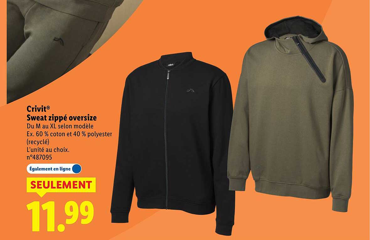 Sweat zippé oversize