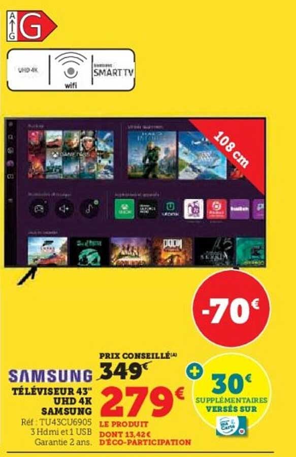 Téléviseur 43" UHD 4K Samsung