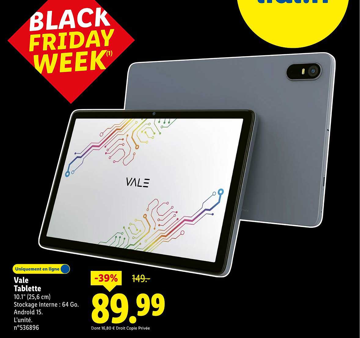 Vale Tablette 10.1" (25,6 cm) 64 Go - Android 15